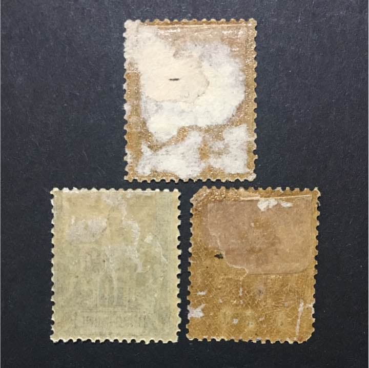 旧中国切手 フランス在華客郵 安南航海商務神像広州加盖 1901年3種超稀少！