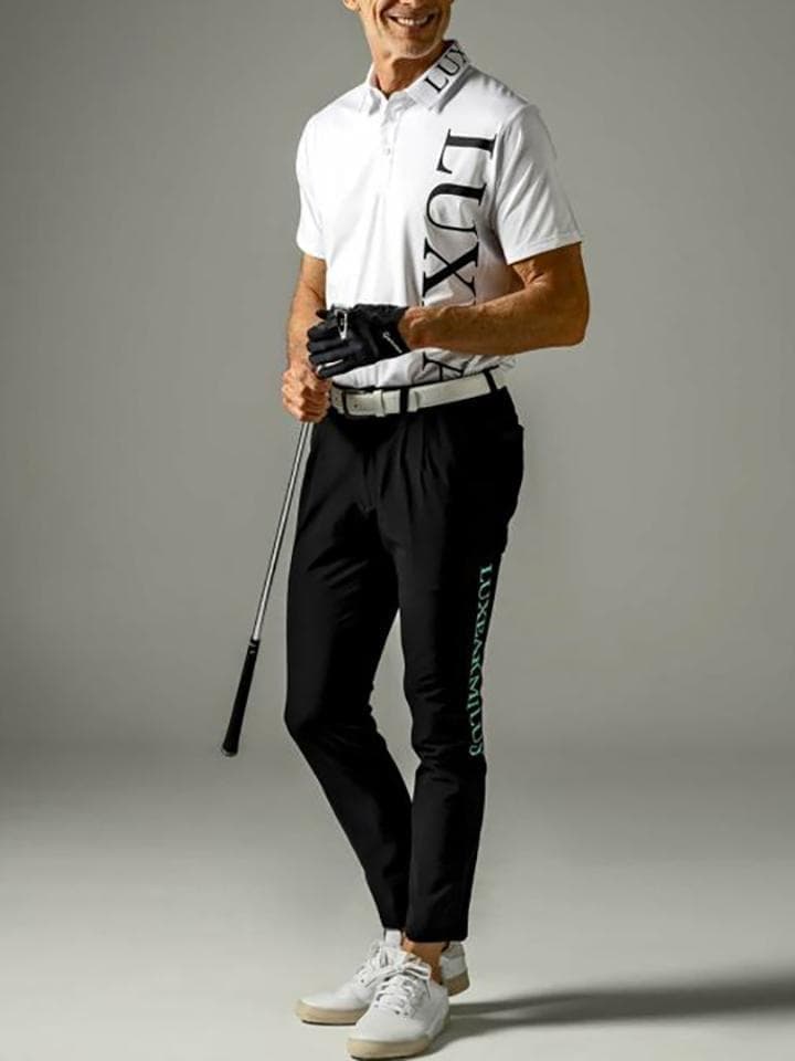 LUXEAKMPLUS 新品 ゴルフ サイドロゴ ストレッチ ロング パンツ