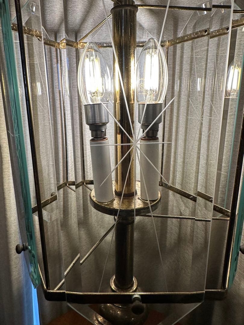 1950年代アメリカ製　サンバースト ガラスシェード　ランプ　ミッドセンチュリー