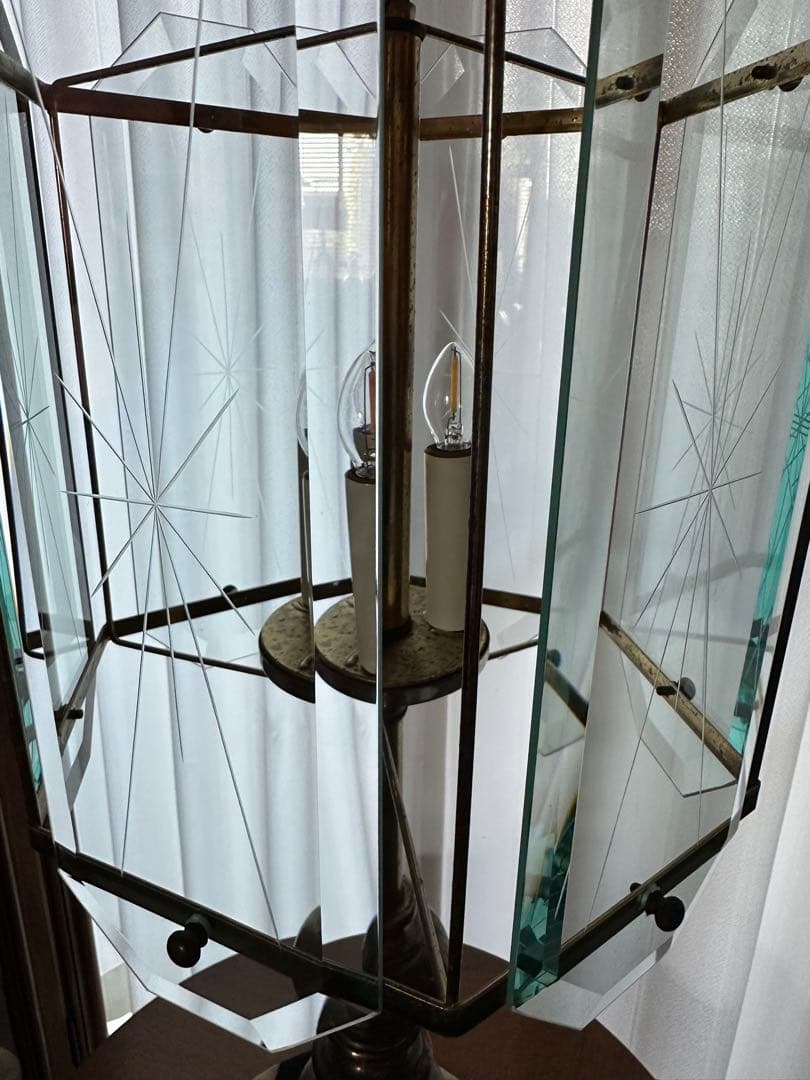 1950年代アメリカ製　サンバースト ガラスシェード　ランプ　ミッドセンチュリー