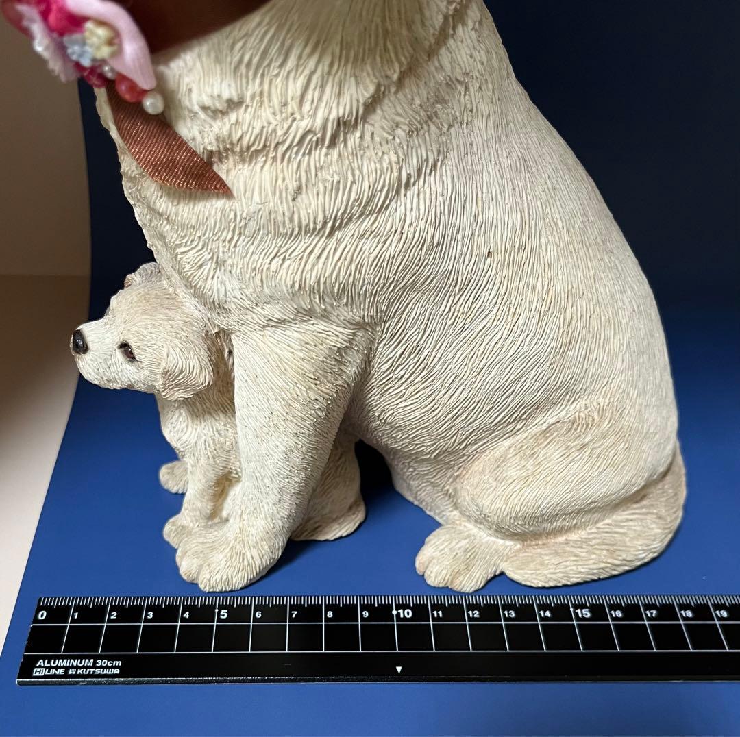 犬の親子　陶器置物/彫像　ラブラドール親子　アメリカ製　　サンドラ・ブルー