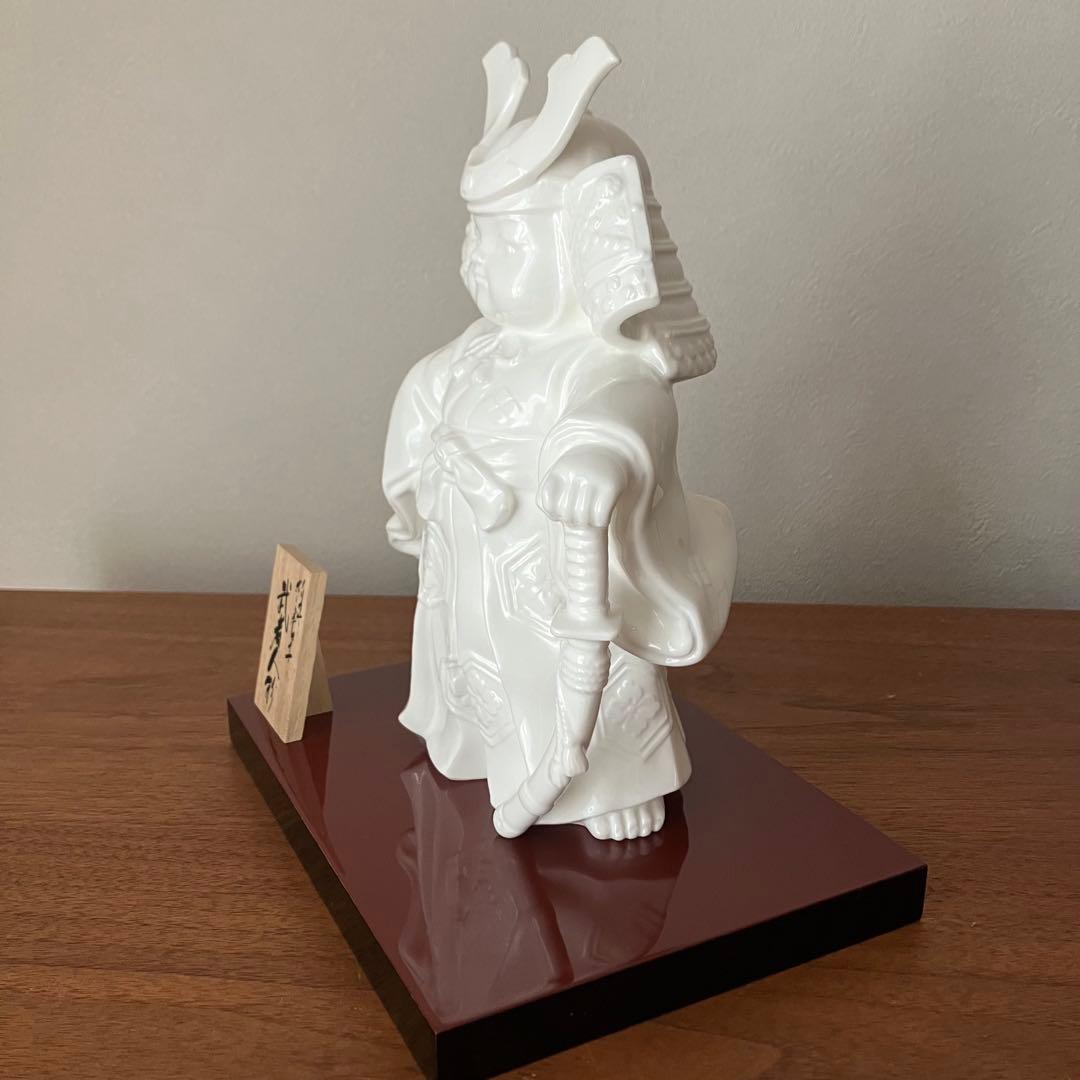 【美品】ノリタケ 武者人形 五月人形 白磁 兜 陶器 置物 箱付き