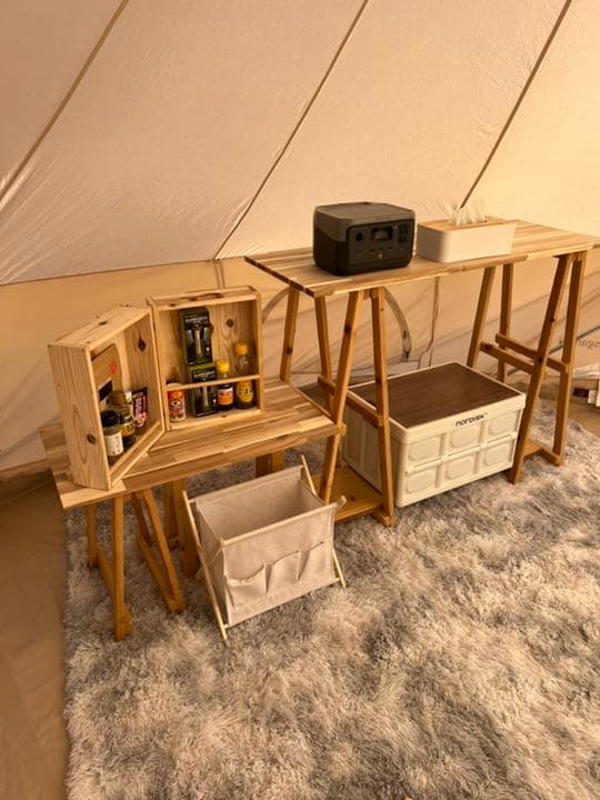 アカシアキッチンラック　キッチンテーブル　サイドテーブル付き