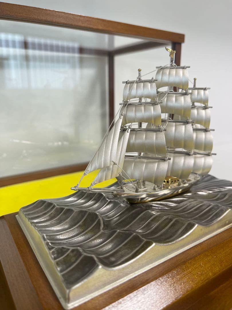 【希少】銀製 武比古シルバーSILVER 銀船 大型帆船 クリッパー 置き物