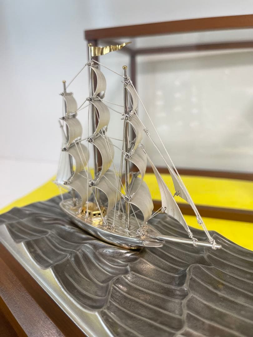 【希少】銀製 武比古シルバーSILVER 銀船 大型帆船 クリッパー 置き物
