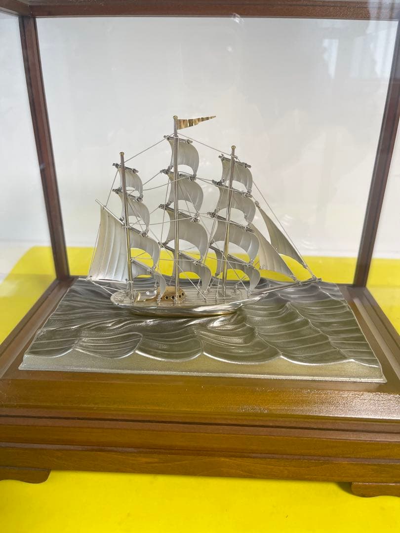 【希少】銀製 武比古シルバーSILVER 銀船 大型帆船 クリッパー 置き物