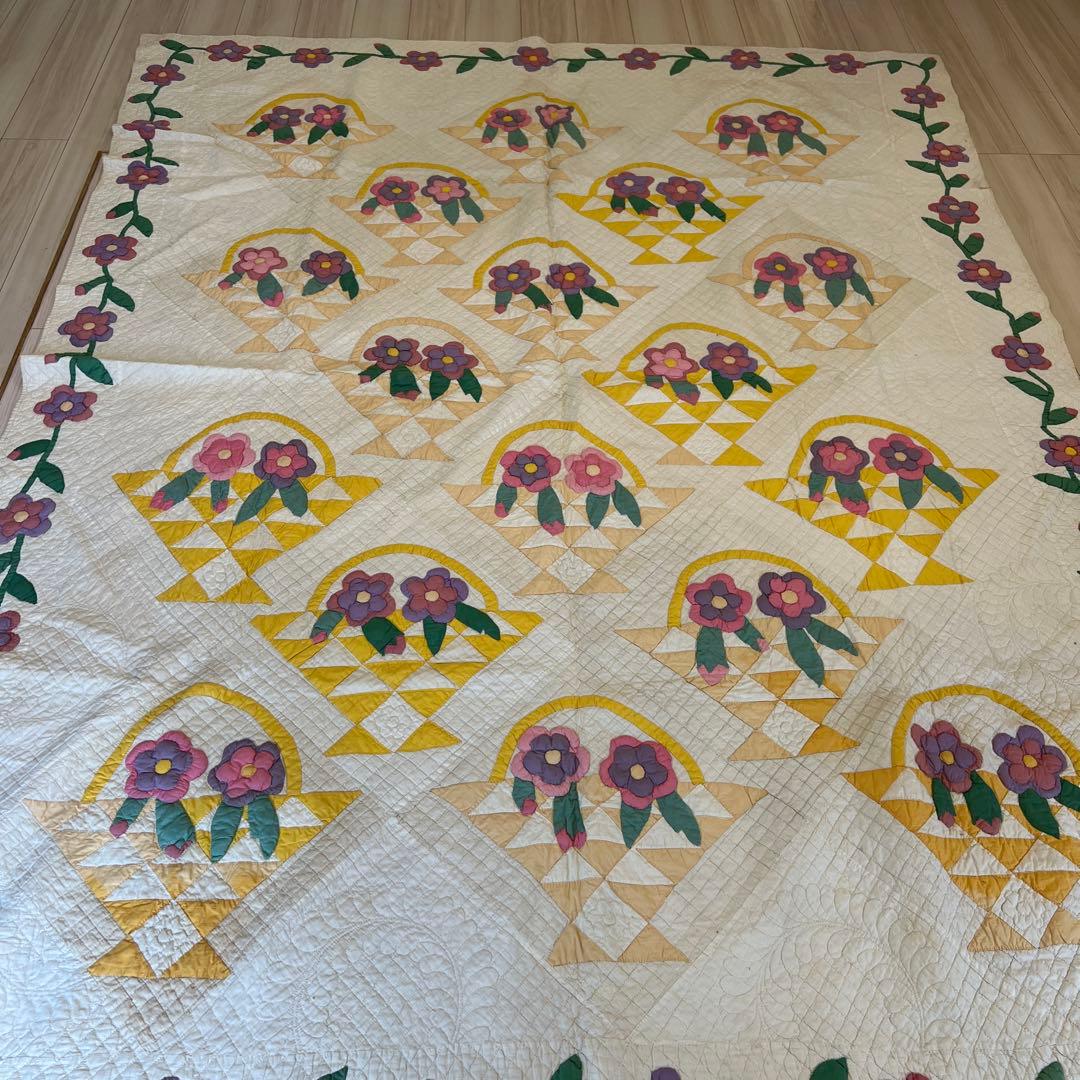 アンティークキルト✴︎フラワーバスケット