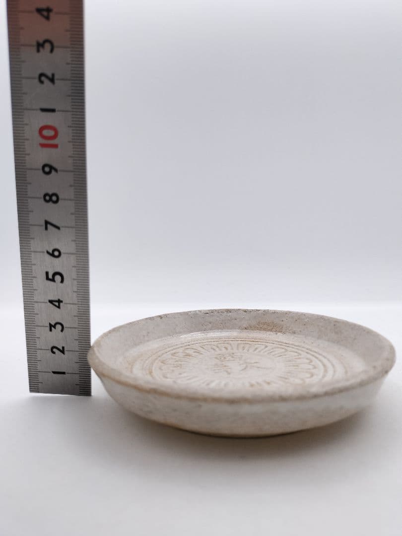 c384 銘々皿 寺瓦紋 赤虜焼 5枚 昭和時代 紙箱 茶道具