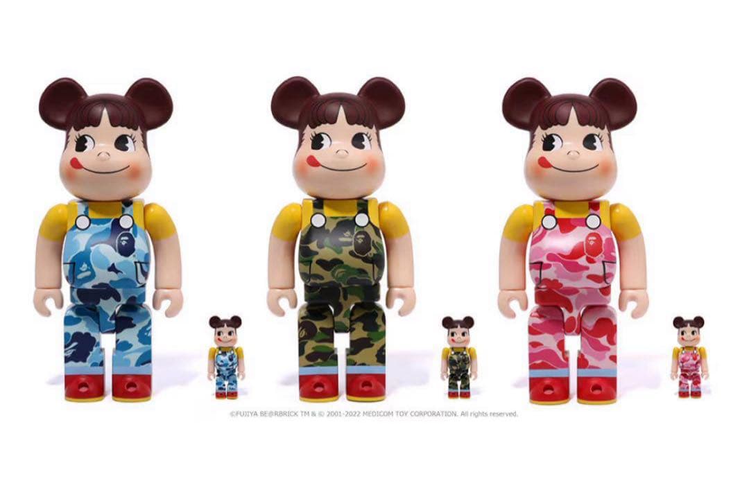 ベアブリック 新品未開封 BAPE ペコちゃん コラボ100&400 3箱セット