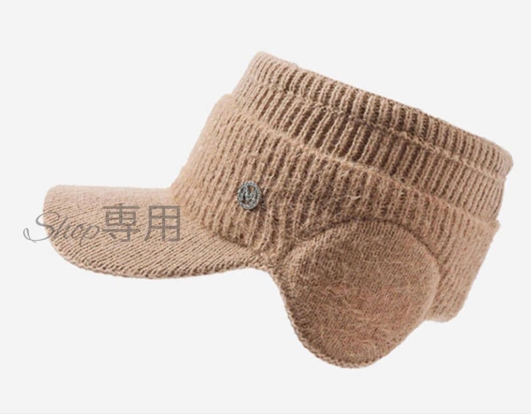 新品 ブラック ニット帽 つば付き 黒 耳当て サンバイザー ゴルフ レディース