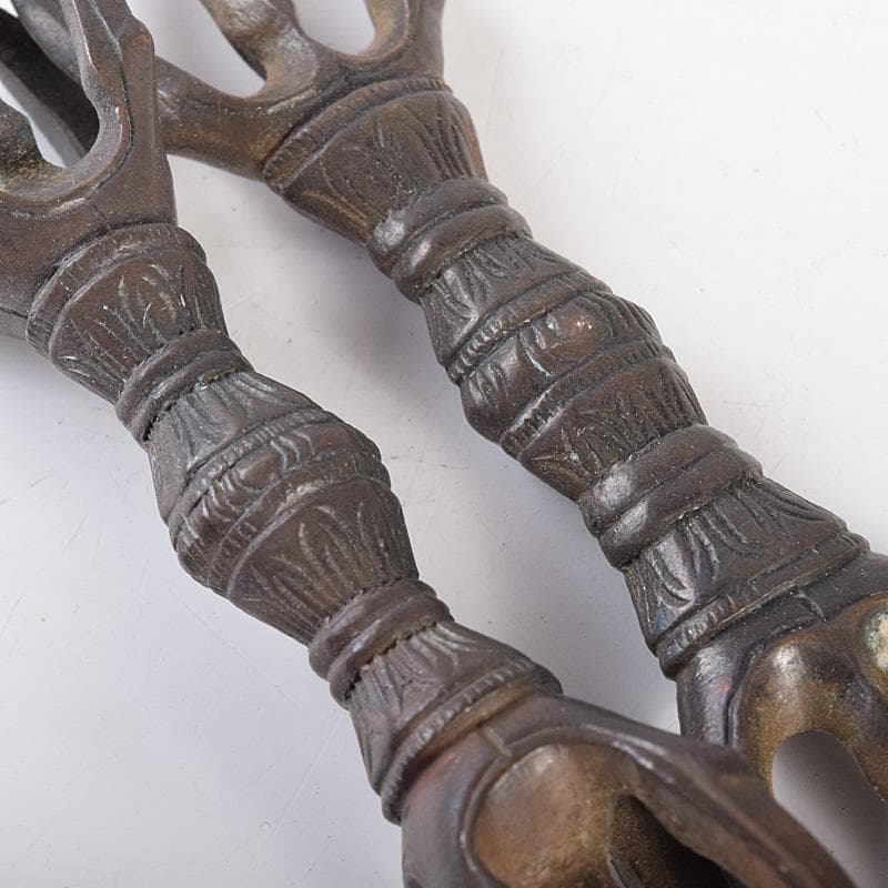 チベット密教法具　古銅　独鈷杵　三鈷杵　五鈷杵　玉石数珠　5点　G　R7765