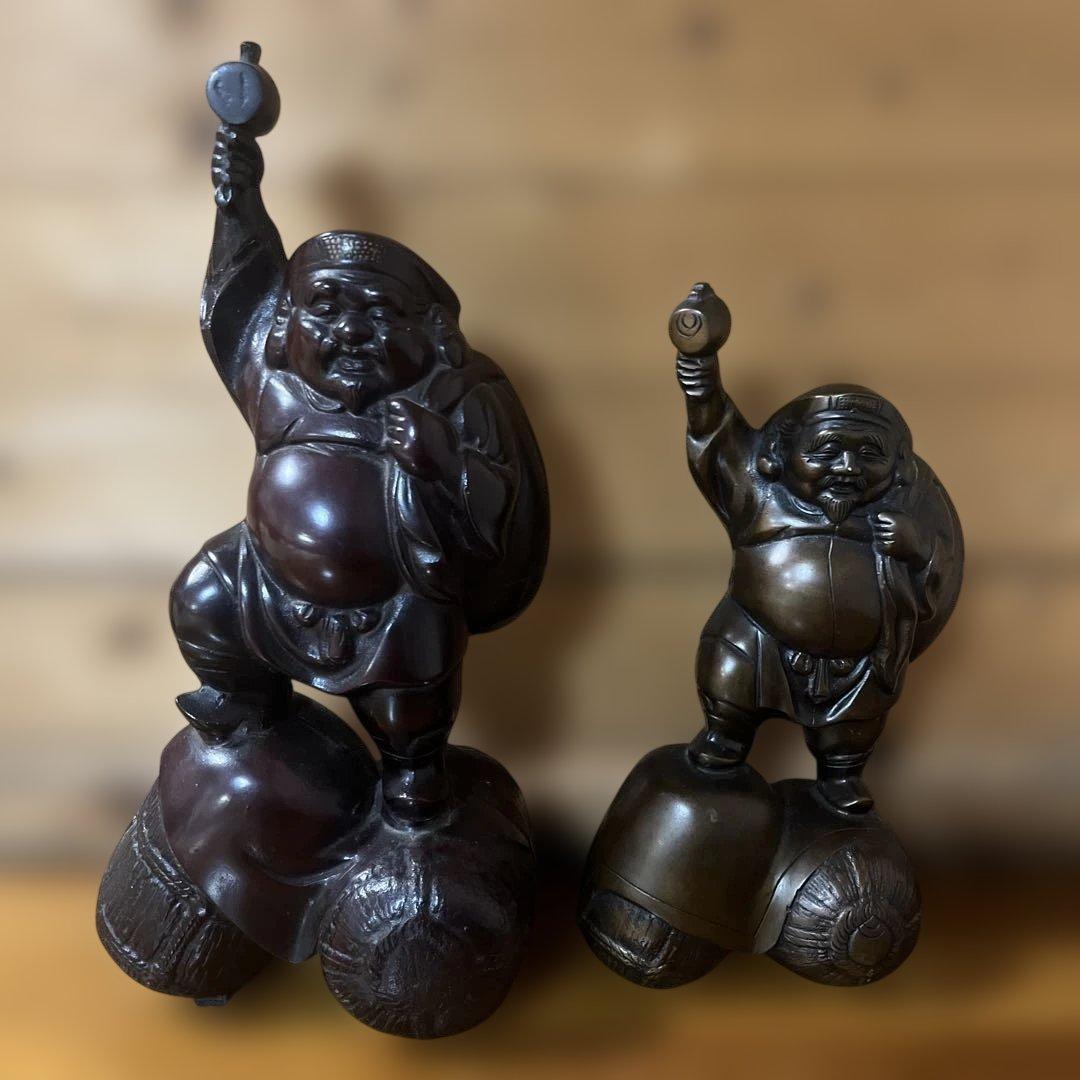 大黒天 福の神 銅像二体セット