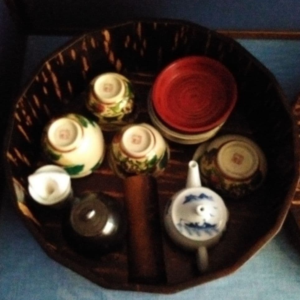 桜樺細工　茶びつ　名工の作品　花籠