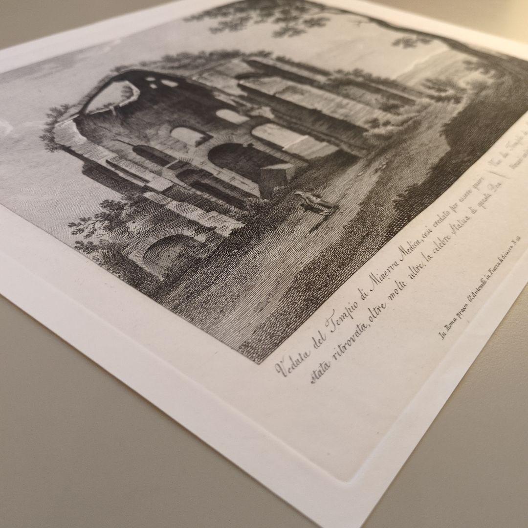 19世紀 ローマ建築 ミネルウァ神殿 アンティーク版画