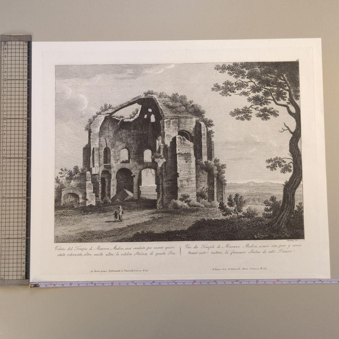 19世紀 ローマ建築 ミネルウァ神殿 アンティーク版画