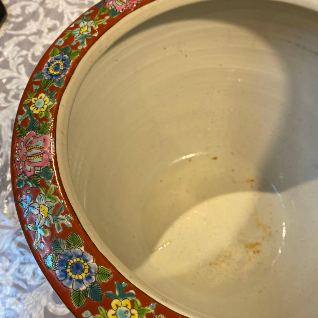 色絵唐獅子牡丹火鉢31cm37cm