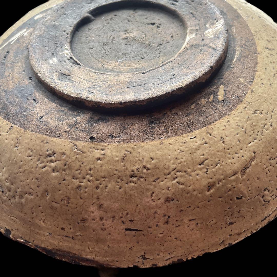 馬の目皿 石皿 古瀬戸 幕末 皿 古丹波 馬の目皿 鉄絵 白化粧 渦巻文 大皿