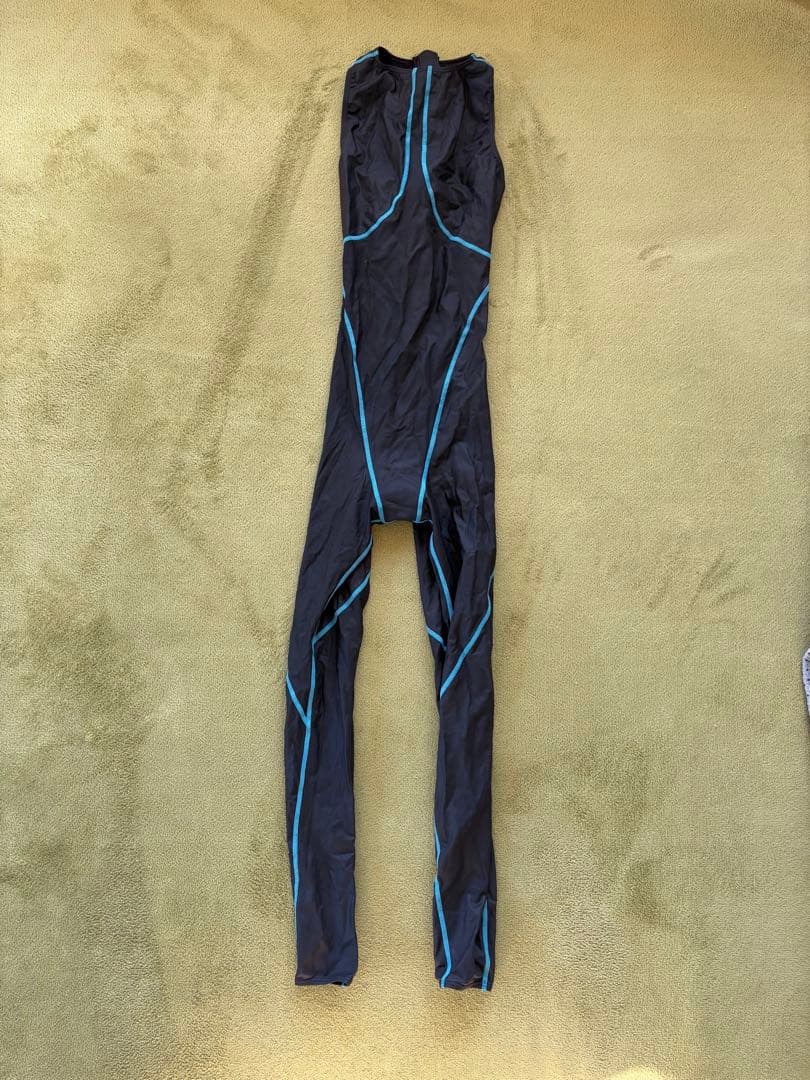 ラバー製 男性用フルスーツ ブラック/ブルー サイズM ハマデスポーツ