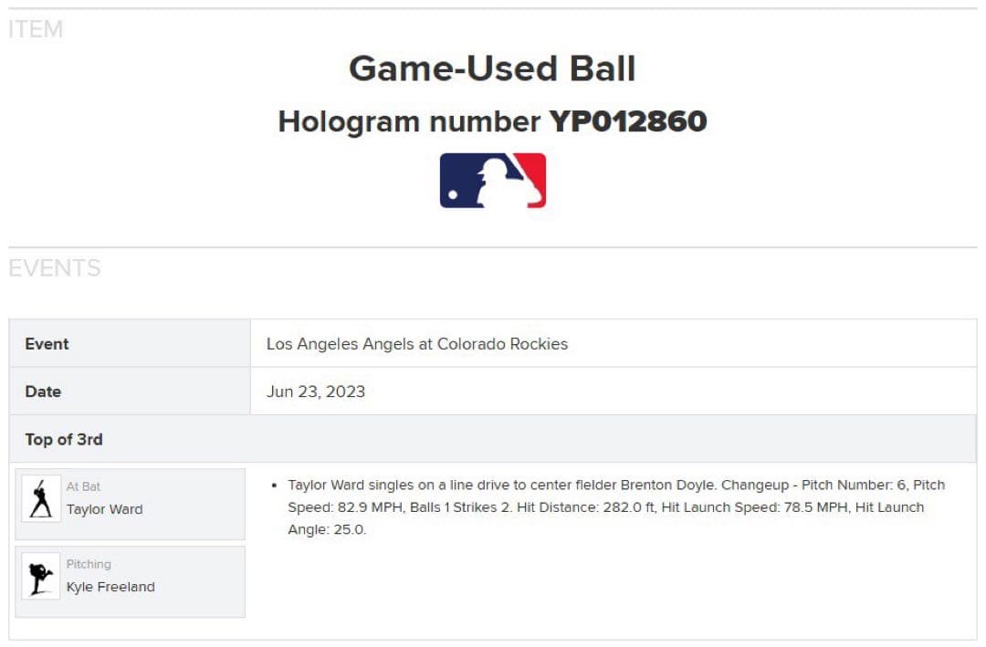 大谷翔平＆マイク・トラウト 23年実使用 W直筆サインボール（ウォード安打球）