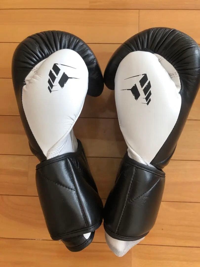 本革レザーパンチタウンBXRボクシングキックムエタイグローブ（黒/白）10オンス