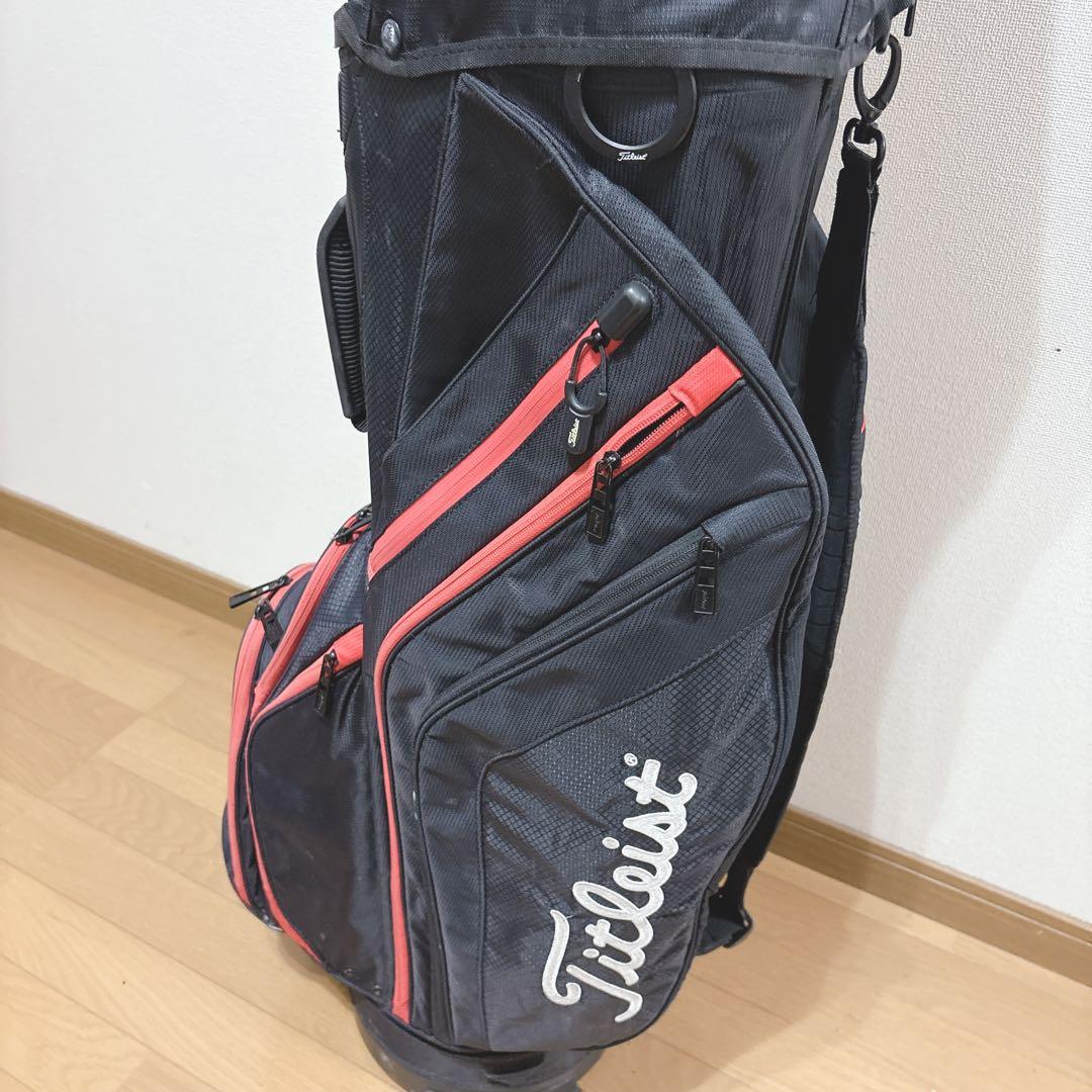 K454 Titleist メンズ キャディバッグ 14分割 赤 黒