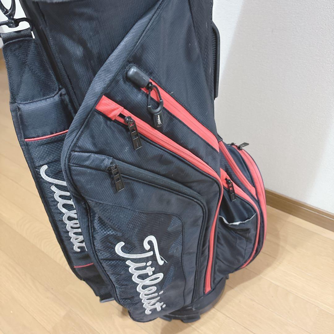 K454 Titleist メンズ キャディバッグ 14分割 赤 黒