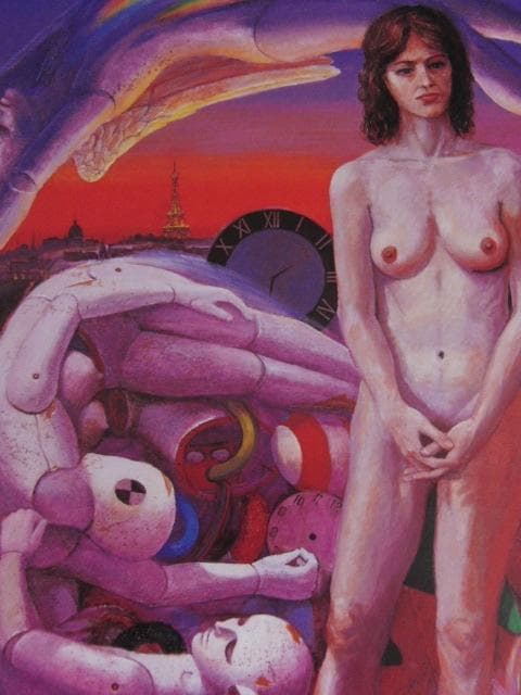 石井武夫、【夕暮れの謎】、希少な額装用画集より、新品額装付、状態良好