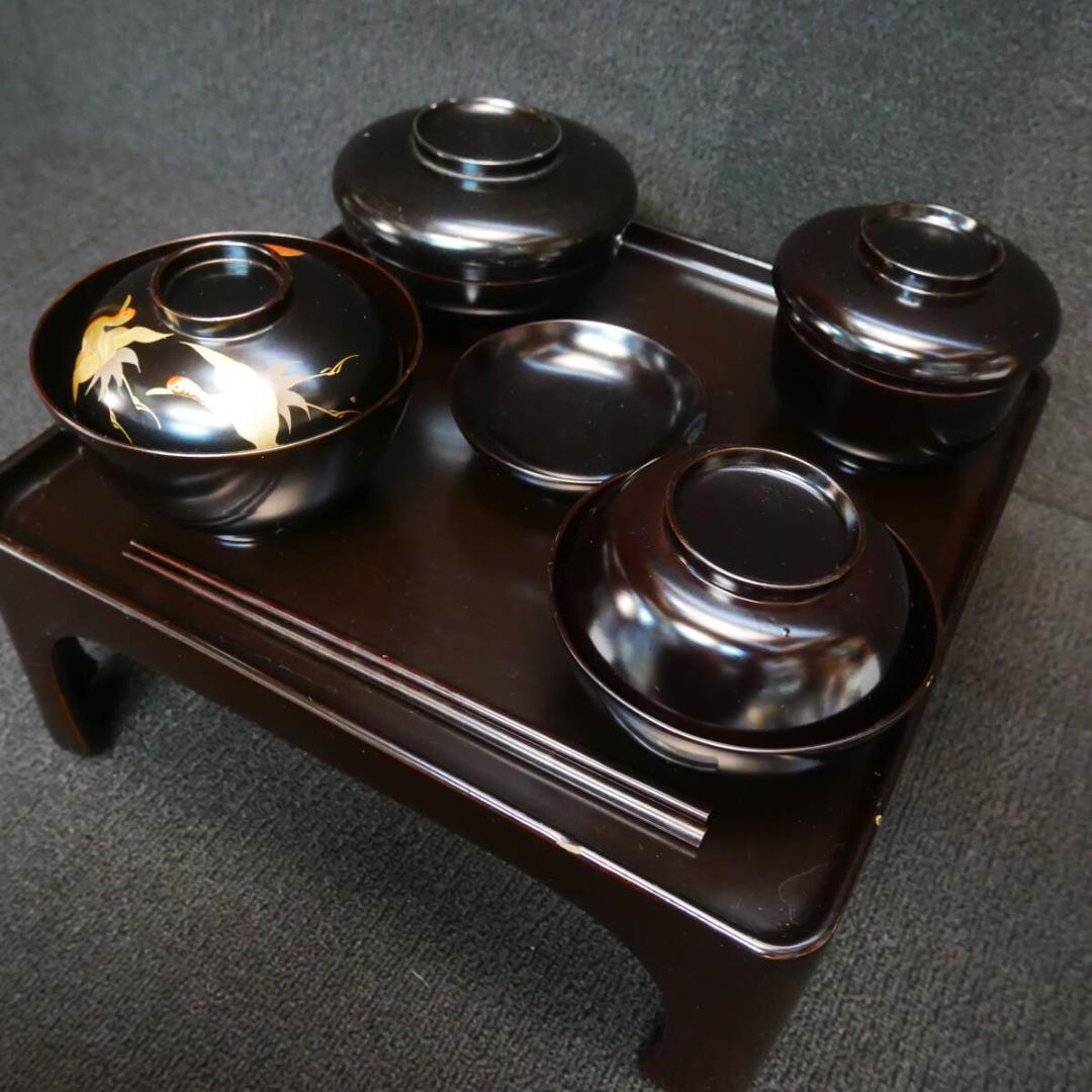 御霊供膳 輪島塗 極上本堅地 布着 昭和初期 岡崎市発送 7078