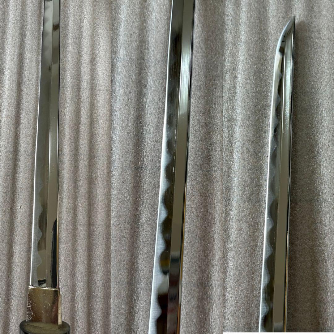 杖刀 模造刀 蒔絵 九馬図木鞘 乱れ刃紋 杖 レプリカ