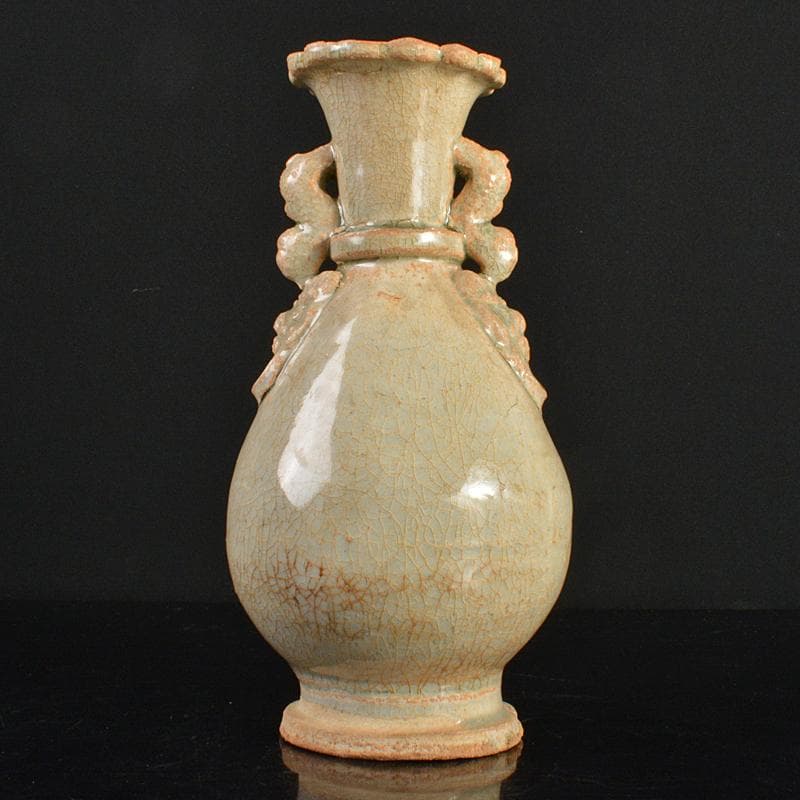 中国　耀州窯　青磁　双耳瓶　C　R6659