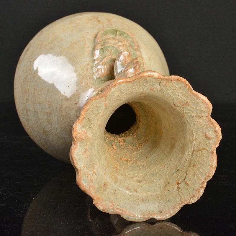 中国　耀州窯　青磁　双耳瓶　C　R6659