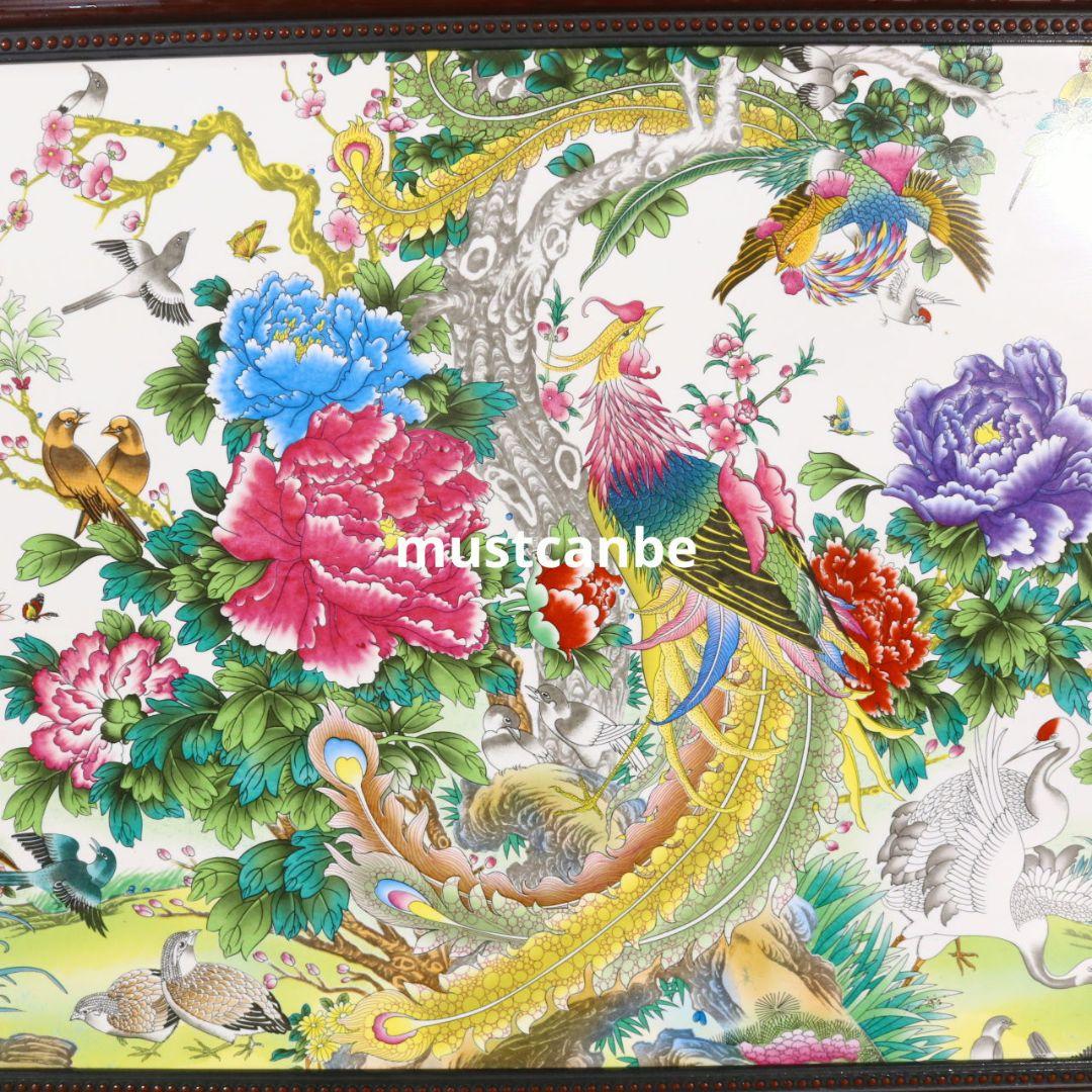 景徳鎮 陶板画 百鳥朝鳳図 応接間 書斎 玄関 装飾画 掛屏 現代工芸品 置物