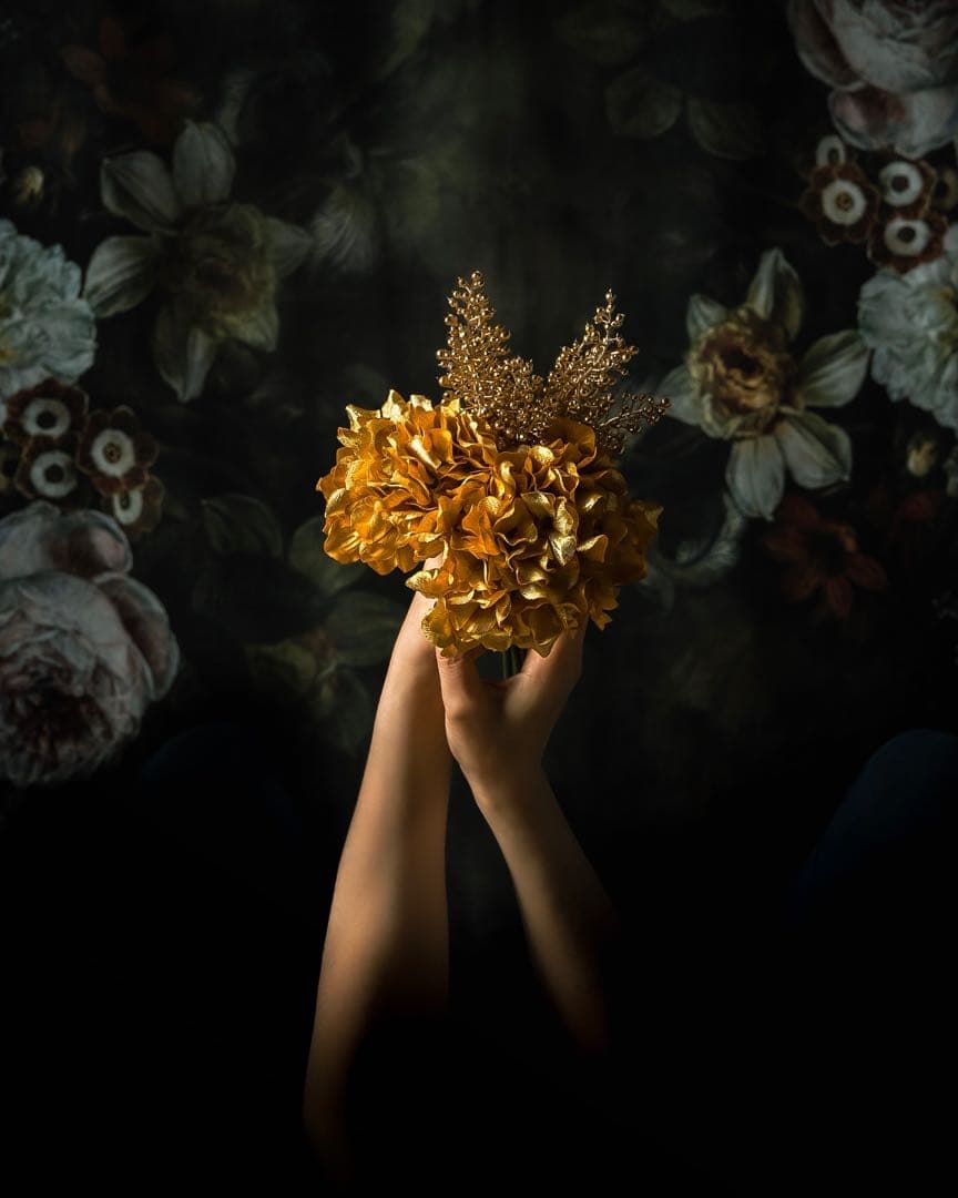 ゴールド花束写真 A3印刷作品