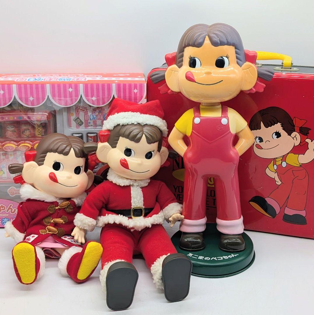 不二家 ペコちゃん人形　ペコちゃんの自動販売機　ブリキ缶ケース　5点セット