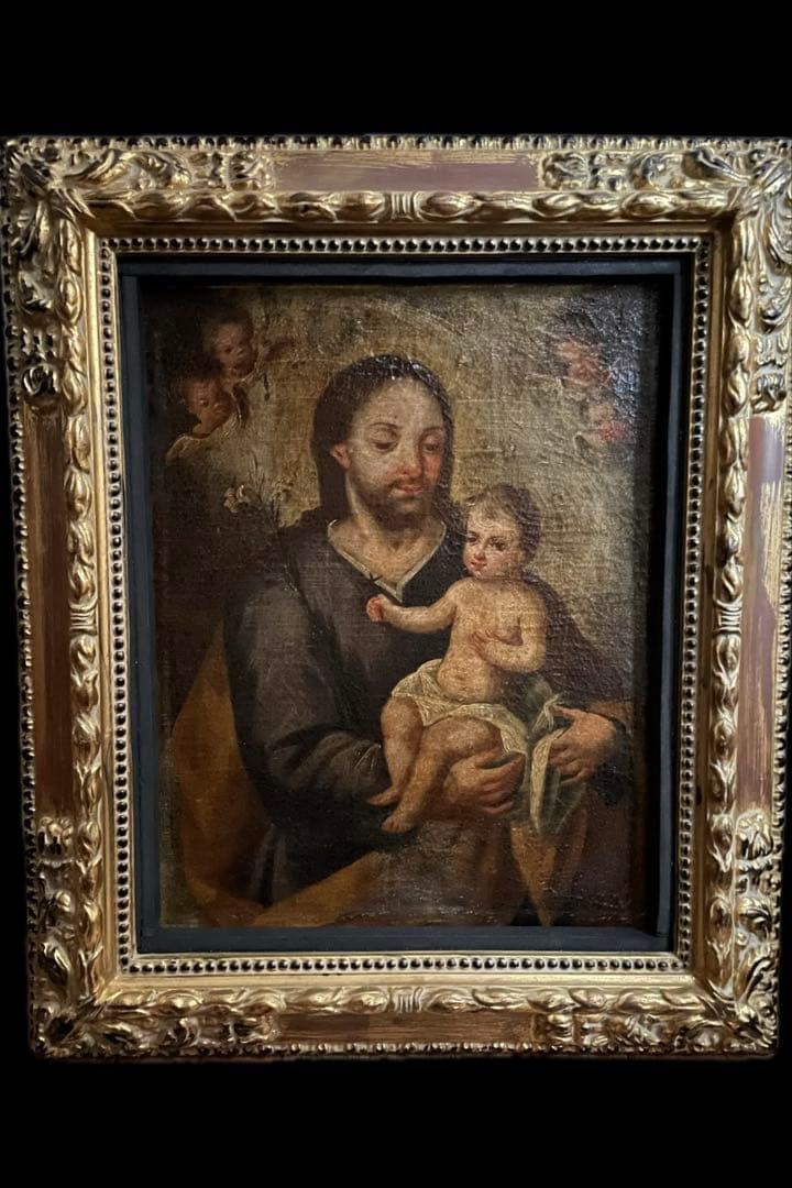 【中世 17-18世紀】 キリスト教 宗教画 聖母マリア 聖書 油彩 イコン