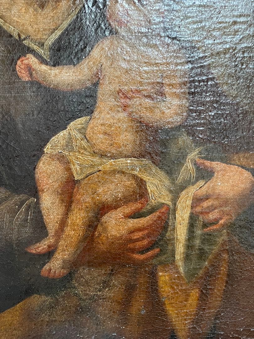 【中世 17-18世紀】 キリスト教 宗教画 聖母マリア 聖書 油彩 イコン