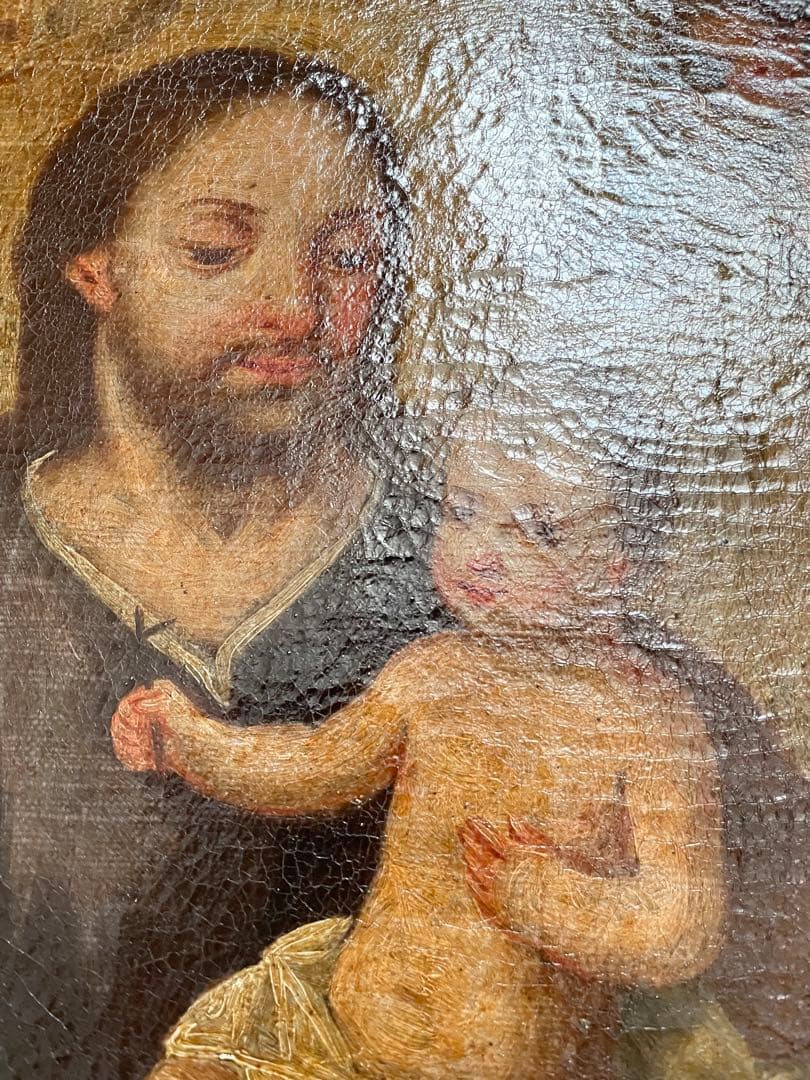 【中世 17-18世紀】 キリスト教 宗教画 聖母マリア 聖書 油彩 イコン