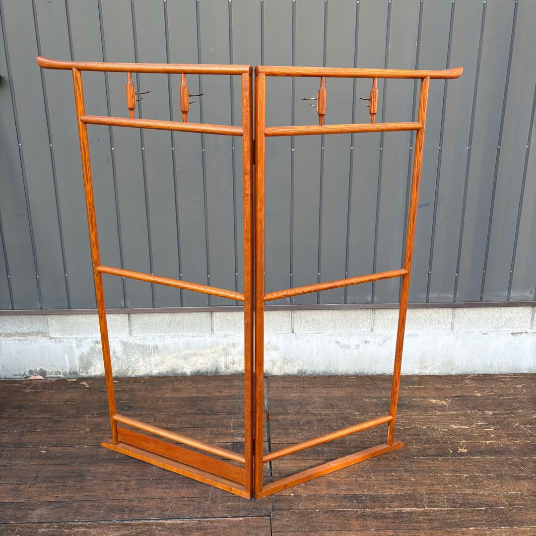 昭和レトロ 和風 古民具 漆塗り 衣桁 衣紋掛け 古道具 和家具 赤茶 着物掛け