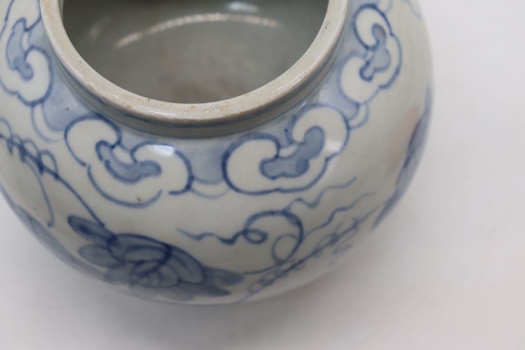 李朝　染付　壺　送料込み0627