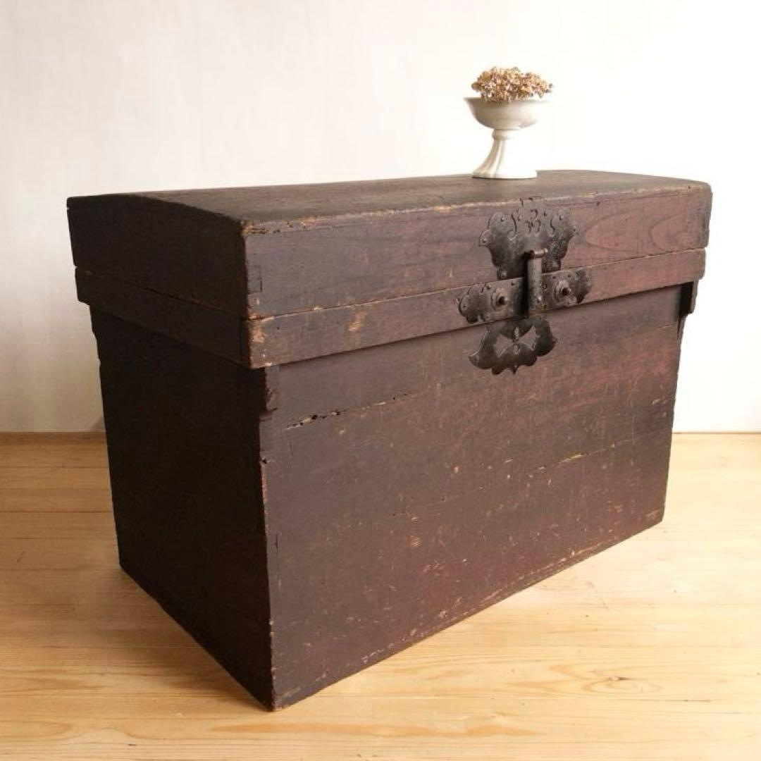 大型　無垢　木箱　M066 高さ約73㎝　店舗什器　ディスプレイ台　古道具