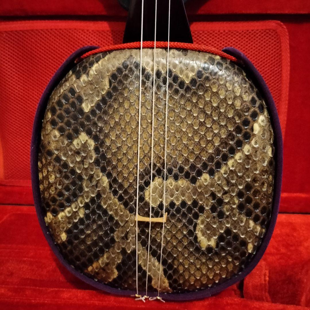 三線 沖縄 蛇皮表1枚張り 裏強化張り 棹重め