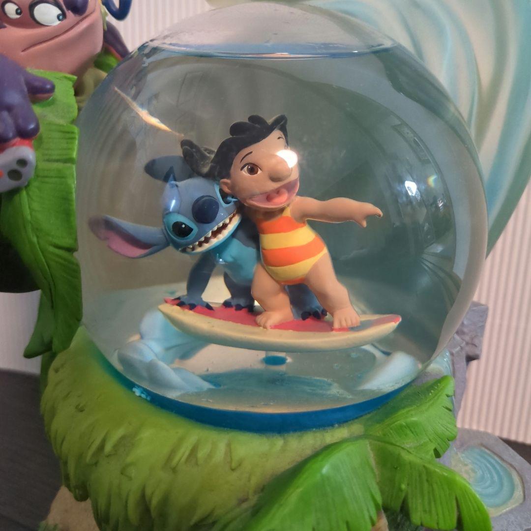 リロ＆スティッチ スノードーム スノーグローブ オルゴール付 サーフィン　希少