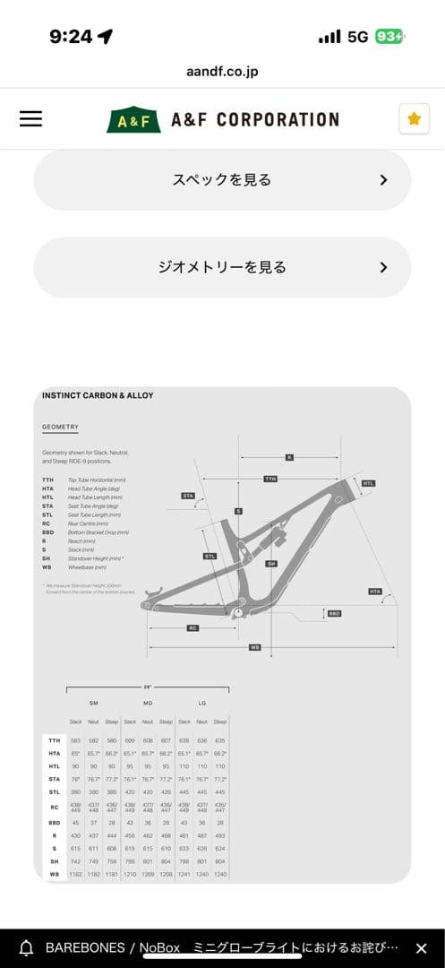 2022年製　Rocky mountain インスティンクト カーボン フレーム