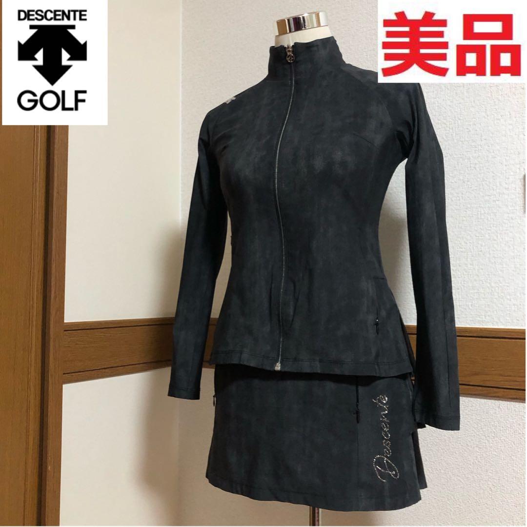 デサントゴルフ セットアップ リュクス ジャージージャケット スカート ブラック