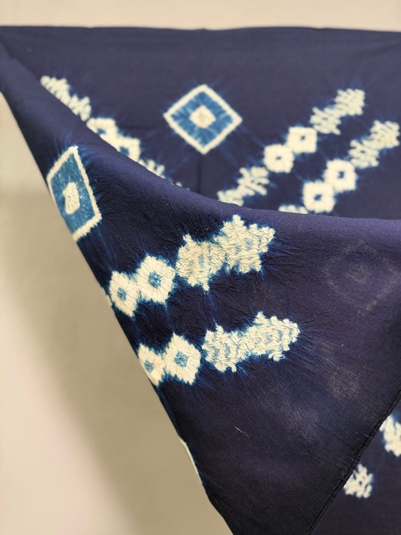 N28「片野絞り」藍染絞り作家 片野元彦 有松鳴海絞り 綿 古布 和装着物
