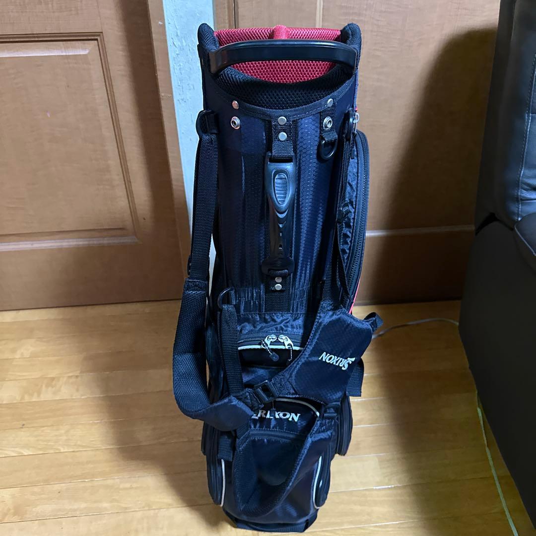 スリクソンスタンド式キャディバッグ9型フード付き＆ゴルフバッグセット品