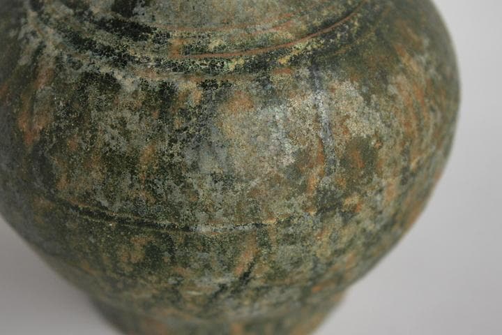 漢 緑釉 壺 銀化 中国美術