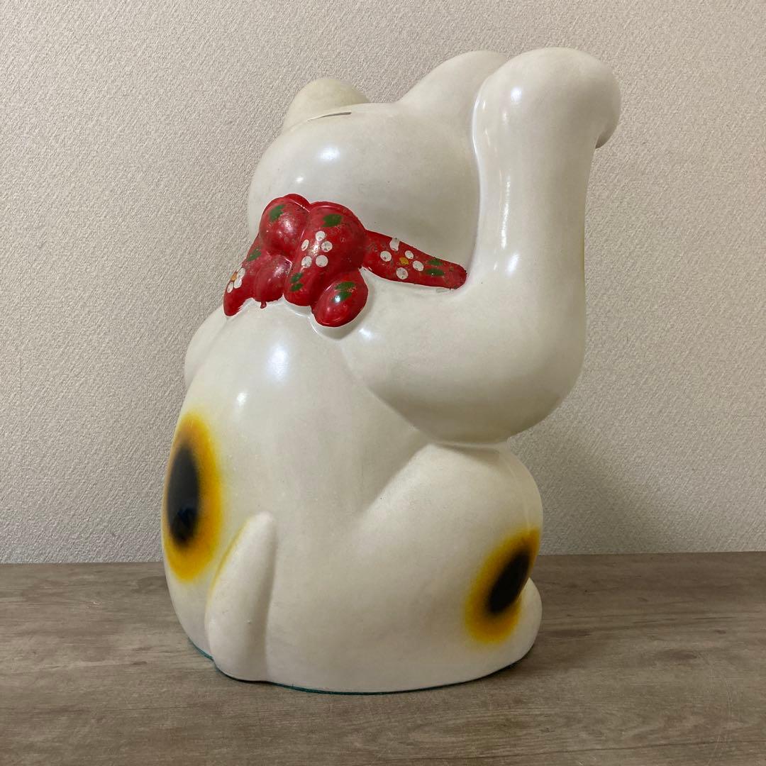 ・特大　古い招き猫　招福置物　貯金箱　千万両縁起物〈検 常滑焼　七福神　薬師窯