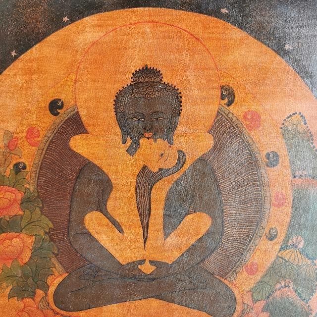 普賢菩薩　ヤブユム　歓喜仏　男女両尊：　タンカ　仏画