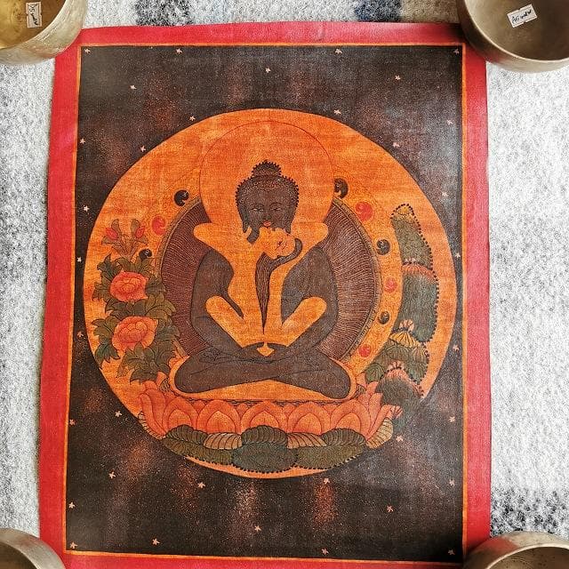 普賢菩薩　ヤブユム　歓喜仏　男女両尊：　タンカ　仏画